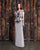Alexander by Daymor - 858 Floral Embroidered Illusion Bateau Dress In Gray