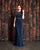 Alexander by Daymor - 859 Beaded Sheer Overlay High Slit Gown In Blue