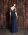 Alexander by Daymor - 859 Beaded Sheer Overlay High Slit Gown In Blue