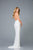 Scala - 48959 Fully Sequined Halter V-neck Fitted Dress In White