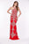 Angela & Alison - 861120 Sparkling Encrusted Halter Prom Gown  In Gold and Red