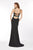 Angela & Alison - 861175 Sleeveless Sheath Gown with Beaded Overlay In Black and Multi-Color