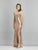Dave & Johnny - A8614 Illusion Open Back Slit Trumpet Gown In Gold