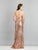 Dave & Johnny - A8614 Illusion Open Back Slit Trumpet Gown In Gold