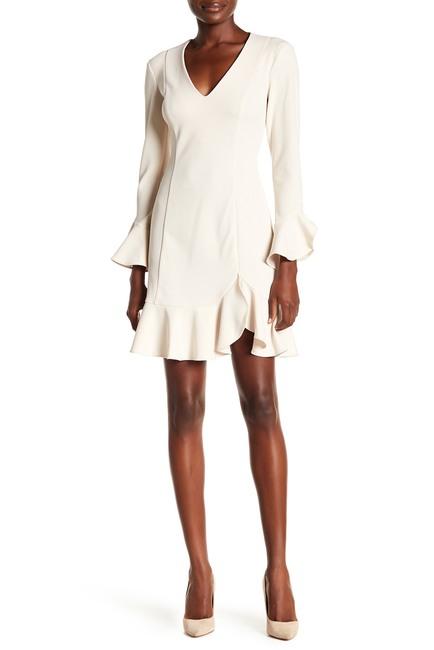 Donna Morgan - D5589MXD Flounce Sleeve V-neck A-line Dress In White