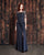 Alexander by Daymor - 862 Embellished Peplum Gown with Slit In Gray
