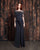 Alexander by Daymor - 862 Embellished Peplum Gown with Slit In Gray
