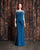 Alexander by Daymor - 862 Embellished Peplum Gown with Slit In Blue