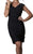 JS Collection - 863285 Embellished Cap Sleeve Ruched Chiffon Dress in Black