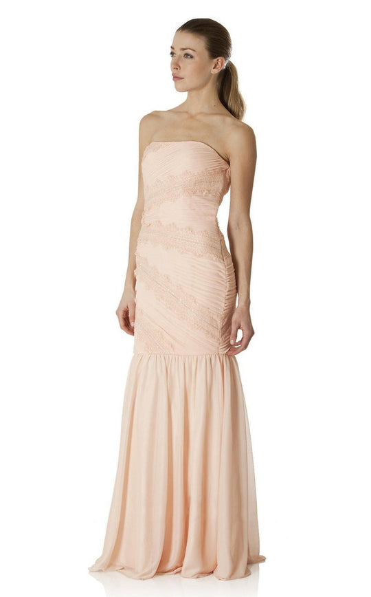 JS Collection - 863894 Strapless Lace Flounce Mermaid Gown in Pink