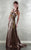 MNM Couture - 8640 Sequined Halter Neck A-Line Dress In Brown