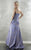 MNM Couture - 8641 Floral Square Neck A-Line Dress In Blue