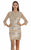 JS Collections - Sequined Jewel Neck Dress 864220 in Gold