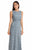 JS Collections - Sleeveless Lace Embroidered Gown 864311 in Gray and Blue