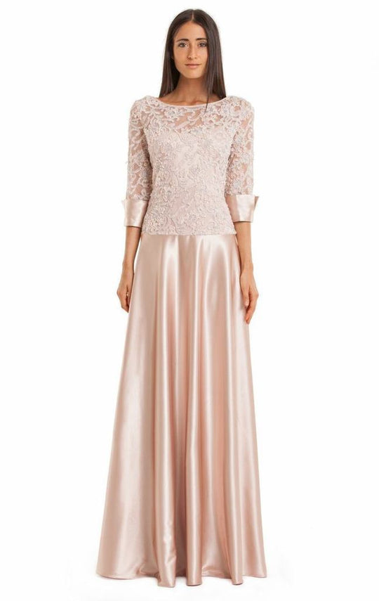 JS Collections 864417 Rosette Applique Dress In Nude