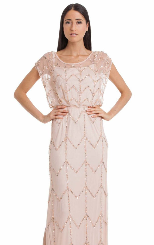 JS Collections - Crystal Accented Sheath Dress 864421 in Pink