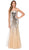 Dancing Queen - 8646 Strapless Jeweled Metallic Prom Gown in Gold