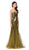 Dancing Queen - 8646 Strapless Jeweled Metallic Prom Gown in Green