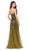 Dancing Queen - 8646 Strapless Jeweled Metallic Prom Gown in Green