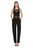 JS Collections - Sleeveless Waist Embellished Jumpsuit 864909 in Black