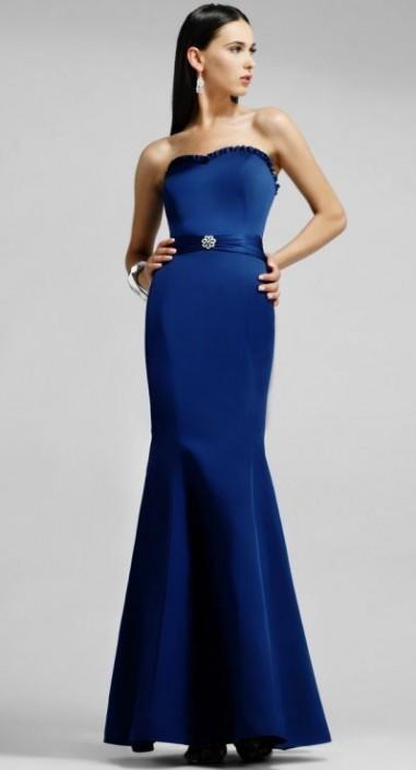 Alexia Designs - 868 Strapless Satin/Chiffon Mermaid Dress In Blue