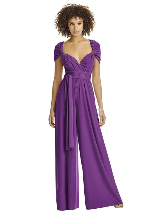 Dessy Collection - MJ-JPTWIST Maracaine Jersey Twist Wrap Jumpsuit In Purple