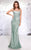 MNM Couture - 8689 Embellished Semi-Sweetheart Sheath Dress in Green