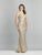 Dave & Johnny - A8692 V-Neck Sleeveless Embellished Trumpet Gown In Gold and Silver