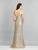 Dave & Johnny - A8692 V-Neck Sleeveless Embellished Trumpet Gown In Gold and Silver