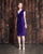 Alexander by Daymor - 869 Embellished Ruched V-neck Sheath Dress In Purple