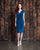 Alexander by Daymor - 869 Embellished Ruched V-neck Sheath Dress In Blue and Green
