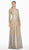 Ashley Lauren - Ombre Sequined V-neck A-line Dress 1456 In Silver and Gold