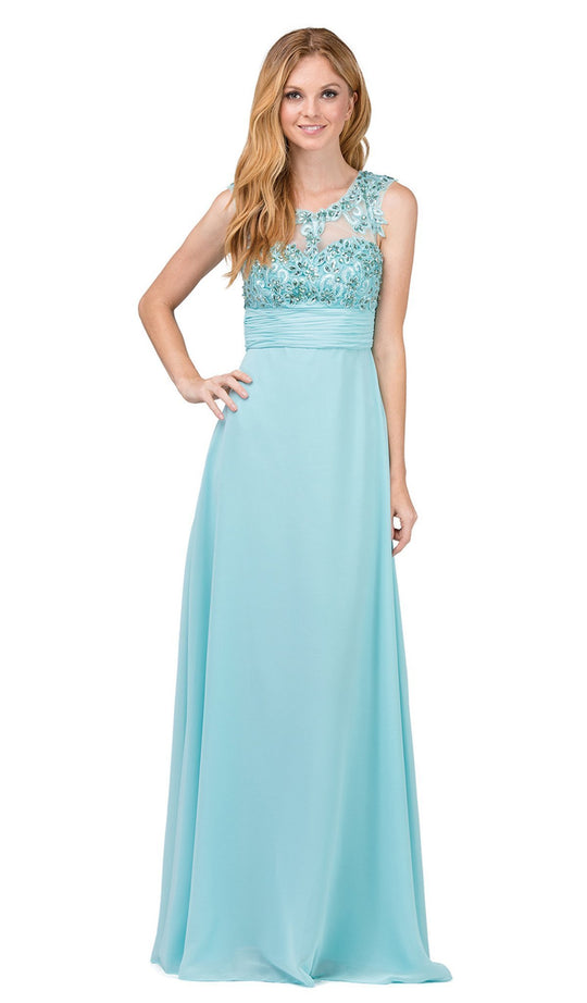 Dancing Queen - 8703 Embellished Scoop Neck Sheath Prom Dress