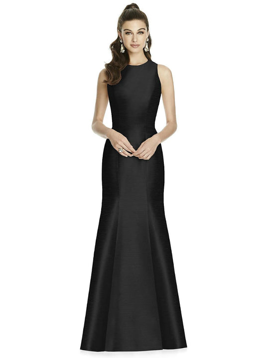 Alfred Sung - D734 Bow Accented Cutout Back Trumpet Dress In Black