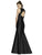 Alfred Sung - D734 Bow Accented Cutout Back Trumpet Dress In Black