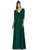 Alfred Sung - D736 Bow Accent Quarter Length Sleeve A Line Dress In Green
