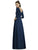 Alfred Sung - D736 Bow Accent Quarter Length Sleeve A Line Dress In Blue