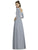 Alfred Sung - D736 Bow Accent Quarter Length Sleeve A Line Dress In Silver and Gray