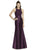 Alfred Sung - D737 Sleeveless Halter Mikado Trumpet Dress In Purple
