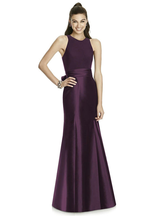 Alfred Sung - D737 Sleeveless Halter Mikado Trumpet Dress In Purple