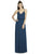 Alfred Sung - D739 V-Neck Blouson A-Line Evening Dress In Blue