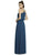 Alfred Sung - D739 V-Neck Blouson A-Line Evening Dress In Blue