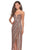 La Femme - 28180 Sequined Deep Sweetheart Sheath Dress In Pink and Gold