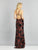 Dave & Johnny - A8744 Sequined Crisscross Strap Long Gown In Black and Red