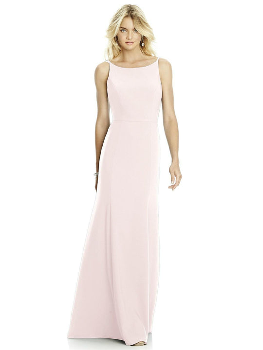 After Six - 6758 Bateau Neck Crepe Trumpet Gown In Pink