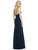 After Six - 6758 Bateau Neck Crepe Trumpet Gown In Blue