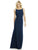 After Six - 6758 Bateau Neck Crepe Trumpet Gown In Blue