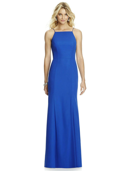 After Six - 6759 Lux Chiffon Halter Trumpet Dress In Blue