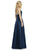 After Six - 6767 Sleeveless V-neck Mikado Pleated A-line Dress In Blue