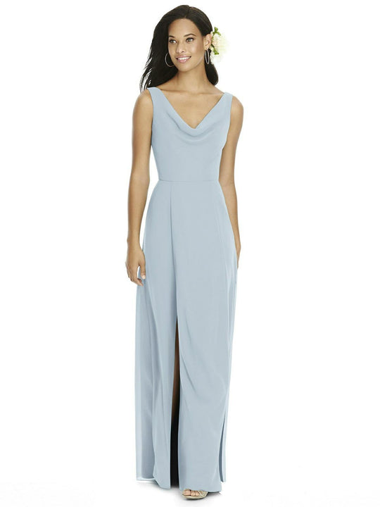 Social Bridesmaids - 8180 Sleeveless V-Neck Evening Dress with Slit In Gray